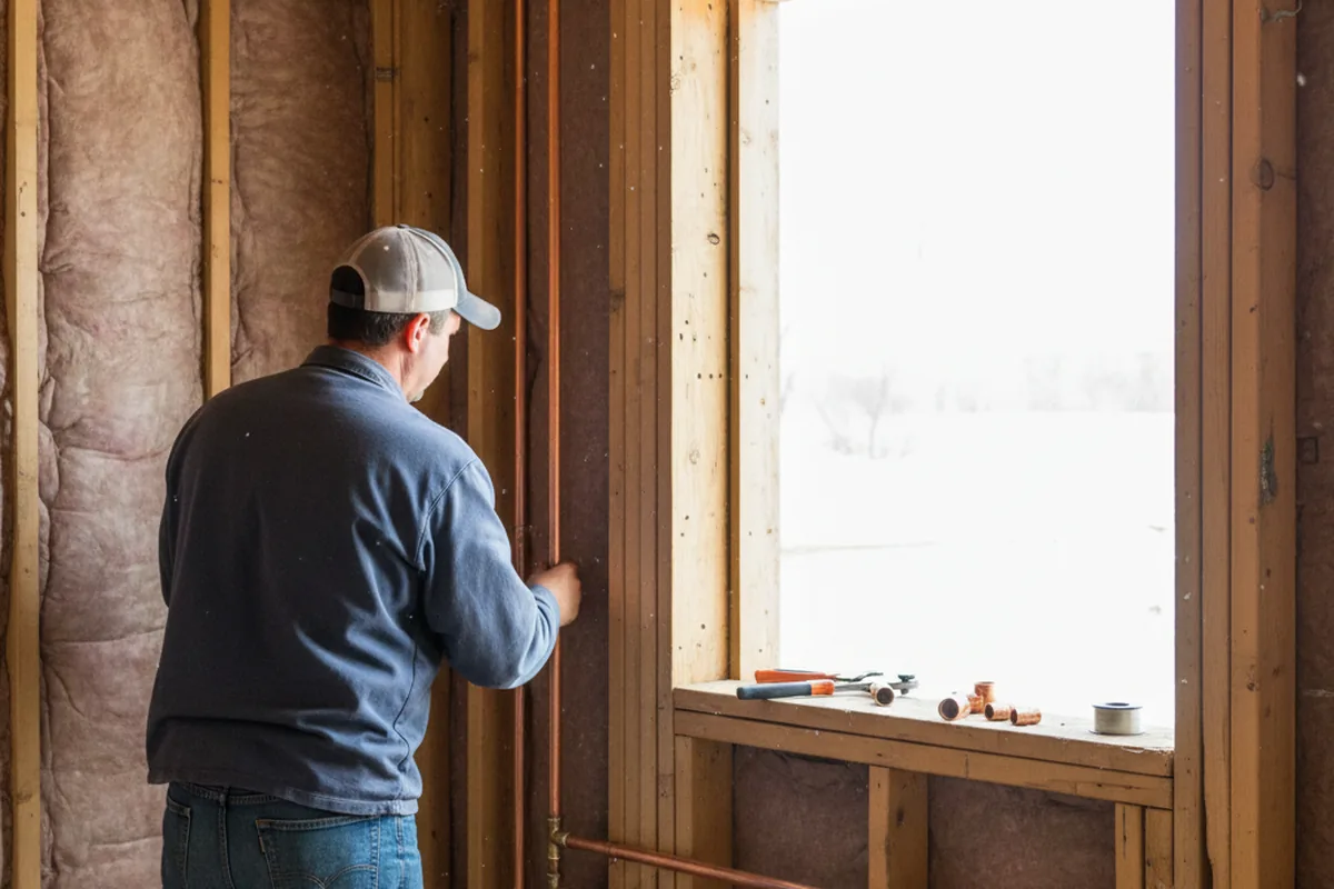 Licensed plumber running new copper supply lines in a Sutherlin home