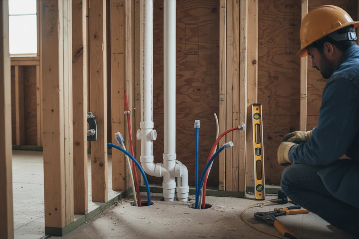 Drain and supply rough-in during Sump Pump Repair in Sutherlin